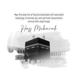 Hajj Mubarak image with the Kaaba and a blessing message