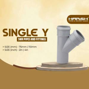 Close-up of a Harsh Single Y SWR pipe fitting, showcasing its design and dimensions.