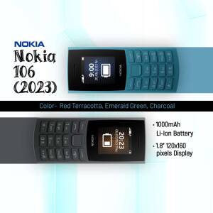 Nokia 106 (2023) in Red Terracotta and Charcoal colors