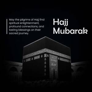 Hajj Mubarak greeting with the Kaaba in the background