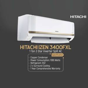 Hitachi Izen 3400FXL Split AC Marketing Image For X