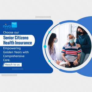 Niva Health Insurance ad featuring senior citizens and a healthcare worker.