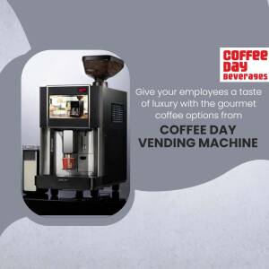 Coffee Day vending machine offering gourmet coffee options for employees.