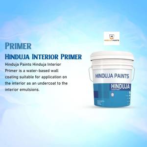 Hinduja Paints Interior Primer bucket with product description