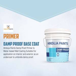 Hinduja Paints Damp Proof Primer bucket with product details