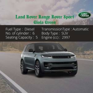 Green Land Rover Range Rover Sport on a highway