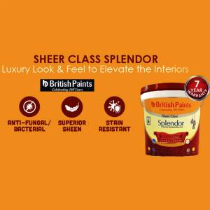 British Paints Sheer Class Splendor paint can with features highlighted