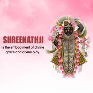 Image of Shreenathji, a form of Lord Krishna, adorned with flowers and jewelry.
