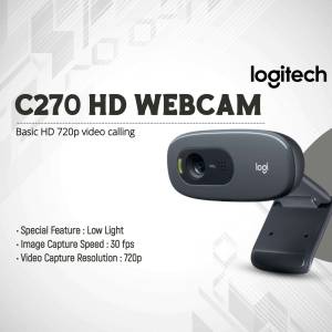 Logitech C270 HD Webcam - Basic 720p video calling