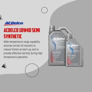 ACDelco 10W40 Semi Synthetic Motor Oil bottles with product information.