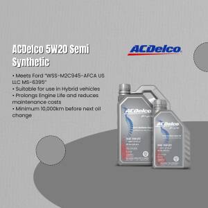 ACDelco 5W20 Semi Synthetic Motor Oil bottle advertisement