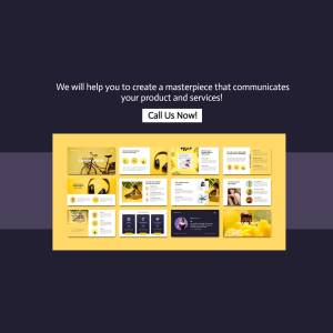 Image showcasing a variety of presentation slide designs with a call to action.