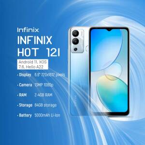 Infinix HOT 12i smartphone with blue gradient design