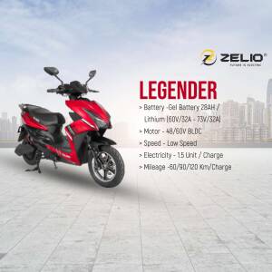 Red Zelio Legender electric scooter with specifications