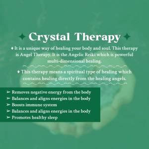 Image describing the benefits of Crystal Therapy and Angel Reiki
