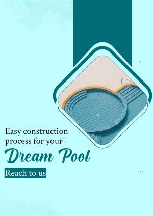 Abstract illustration of a pool with text promoting easy construction