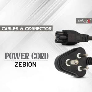 Black power cord and connector with Zebion branding
