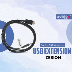 Black Zebion USB extension cable with gold connectors