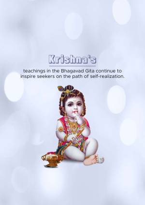 Image of baby Krishna with text about the Bhagavad Gita