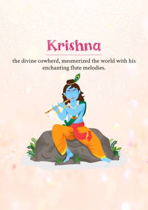 Illustration of Lord Krishna playing the flute