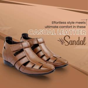Brown leather sandals with a comfortable and stylish design.