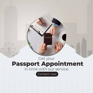 Image depicting hands exchanging a passport and a document, promoting passport appointment services.