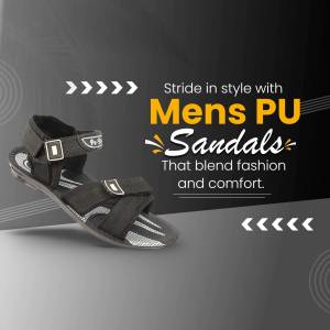 Black PU Sandals for Men - Stylish and Comfortable Footwear
