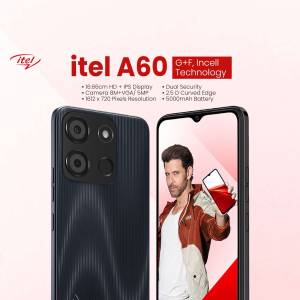 itel A60 smartphone featuring Hrithik Roshan in promotional image