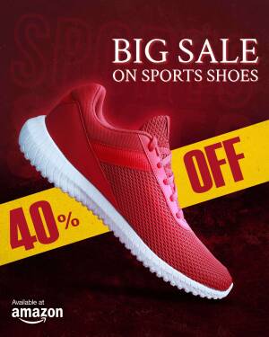 Red sports shoes on sale with 40% off