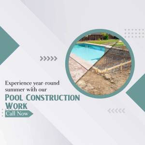 Image of a pool under construction with a finished pool section visible.