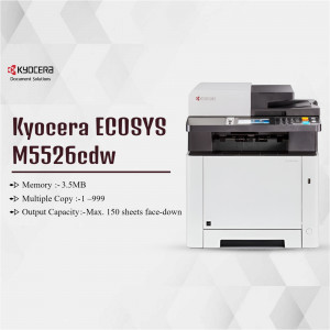 Kyocera ECOSYS M5526cdw color laser printer with specifications