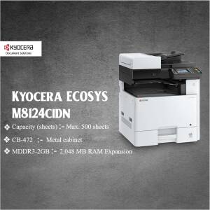 Kyocera ECOSYS M8124CIDN color laser multifunction printer with paper tray