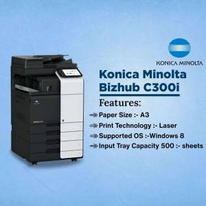 Konica Minolta Bizhub C300i printer with specifications