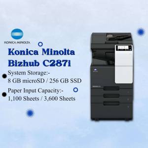 Konica Minolta Bizhub C287i color printer with specifications