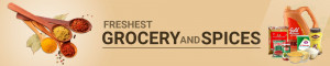 Banner showcasing fresh grocery items and spices