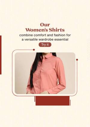 Image of a woman wearing a pink long-sleeved shirt, promoting women's shirts.