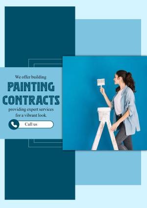 Woman painting a wall with a roller, advertising painting services