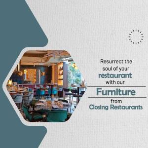Interior of a restaurant with furniture available from closing restaurants