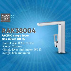 Close-up of a chrome Kludi RAK Pacific single lever sink mixer DN 15.