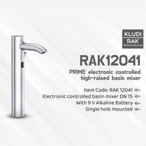 Silver electronic controlled high-raised basin mixer by KLUDI RAK