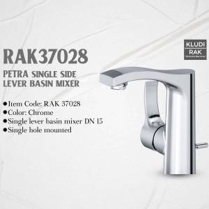 Chrome RAK Petra Single Side Lever Basin Mixer with item code 37028