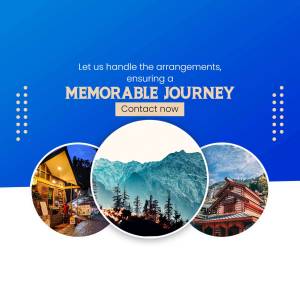 Travel agency advertisement with scenic landscapes