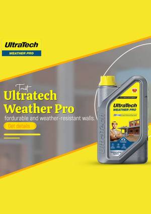 UltraTech Weather Pro product advertisement showing a bottle of liquid sealant.