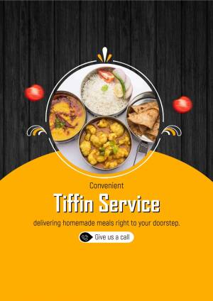 Image of a tiffin service advertisement featuring Indian homemade meals.