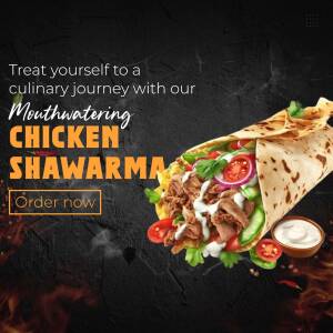 Close-up of a mouthwatering chicken shawarma with fresh vegetables and sauce.