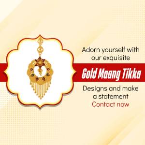 Close-up of a gold Maang Tikka with intricate designs