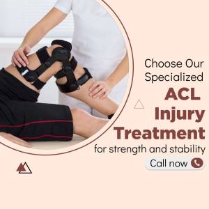 A patient receiving ACL injury treatment with a knee brace.