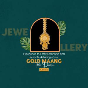 Close-up of a gold Maang Tikka with floral accents on a teal background.