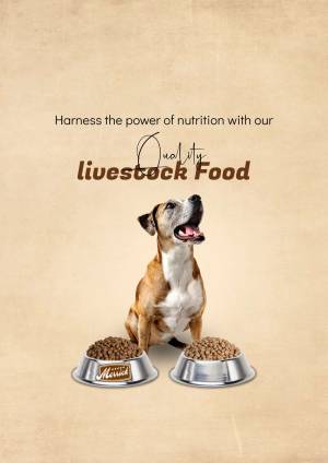 Image of a dog with bowls of Merwick livestock food, promoting quality nutrition.
