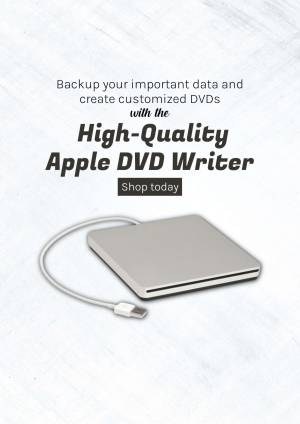 Apple DVD Writer with USB cable on a light gray background